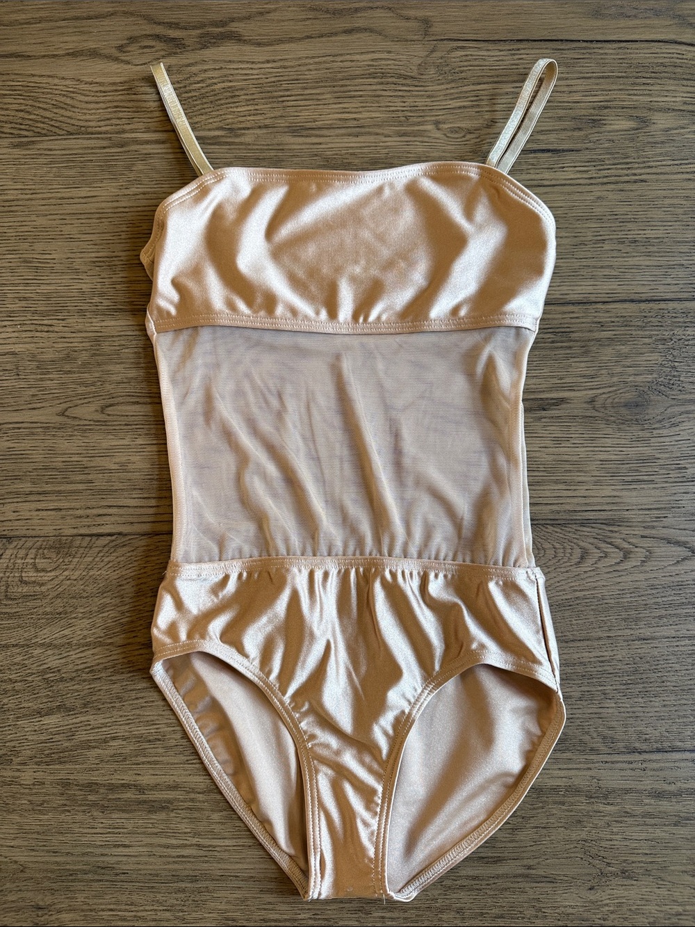 NWOT Girls Nude Dance Leotard with Mesh Waist